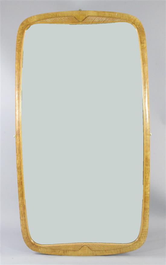 A 20th century Italian maple framed mirror, 5ft 9in. x 3ft 2in.